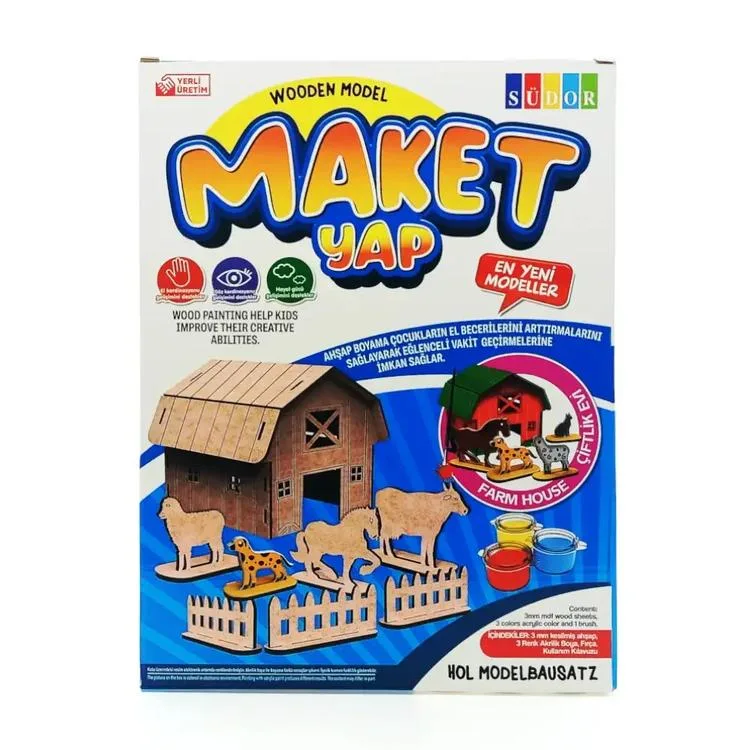 SÜDOR MD2-06 KUTULU AHŞAP MAKET ÇİFTLİK BOYAMA SETİ BÜYÜK