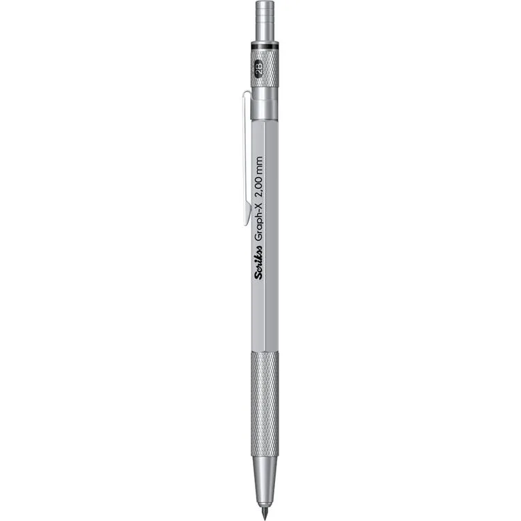 SCRIKSS GRAPH-X METAL 2.0MM VERSATİL KALEM ŞEFFAF KUTU GÜMÜŞ GRİ