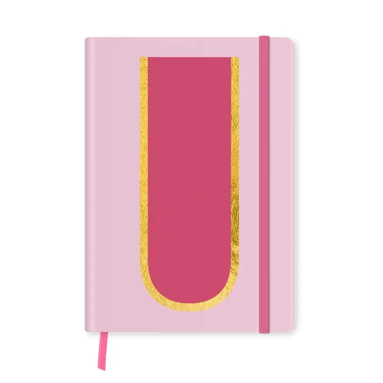 DEFFTER FABOOKS MONOGRAM HARF BASKILI LASTİKLİ SERT KAPAK ÇİZGİLİ DEFTER 168 SYF - U