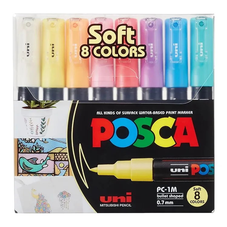 UNİ POSCA SU BAZLI MARKER SOFT RENKLER PC-1M/8C SC 0.7mm 8'Lİ SET