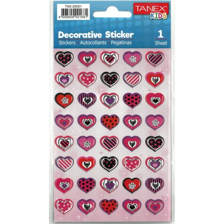 TANEX KIDS TNX-25001 DEKORATİF ETİKETLER - KALP SERİSİ STICKER