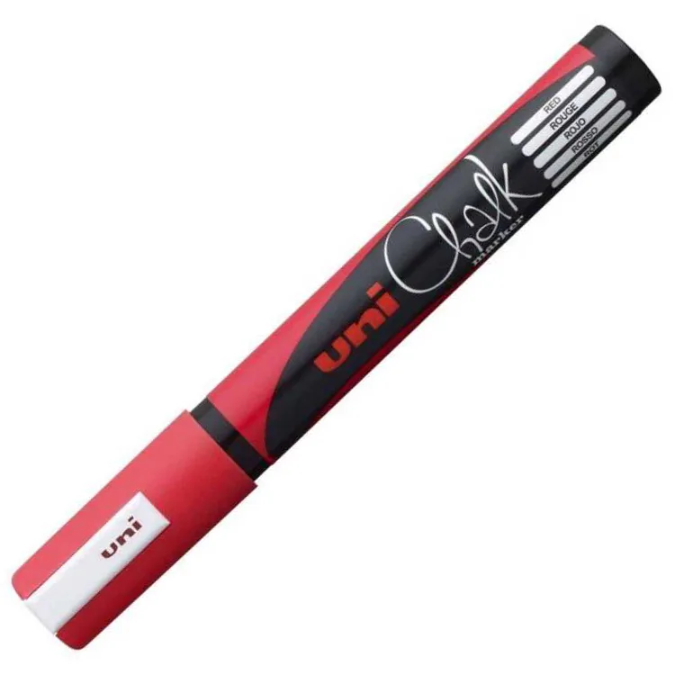 UNİ BALL PWE-5M CHALK SU BAZLI SİYAH TAHTA MARKÖRÜ 1.8-2.5 KIRMIZI