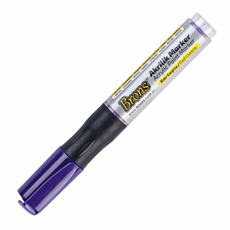 BRONS BR-4018 AKRİLİK MARKER KALEM YUVARLAK UÇ MOR