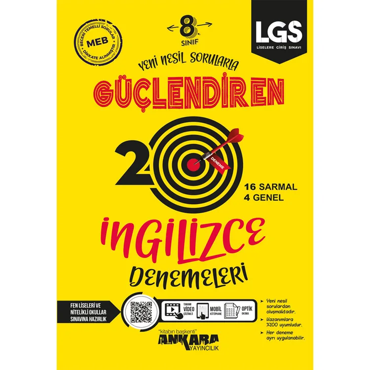 ANKARA YAYINLARI 8. SINIF GÜÇLENDİREN İNGİLİZCE 20 Lİ DENEME