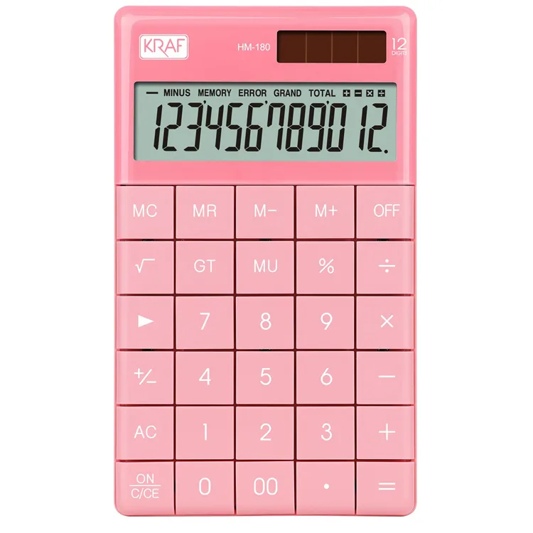 KRAF 12 HANE MASAÜSTÜ HESAP MAKİNESİ HM-180 PK PEMBE