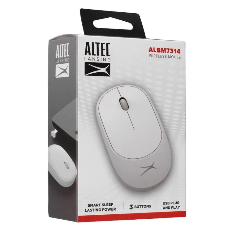 ALTEC LANSİNG ALBM7314 2.4GHZ USB 1200DPI ALKALİN PİLLİ KABLOSUZ MOUSE BEYAZ