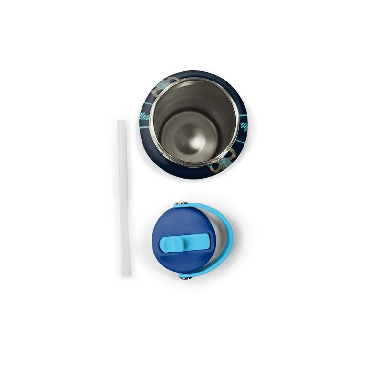 CORAL HIGH 38328 KIDS LACİVERT ROBOT DESENLİ KATLANIR AĞIZLI PİPETLİ ÇELİK TERMOS 650ML