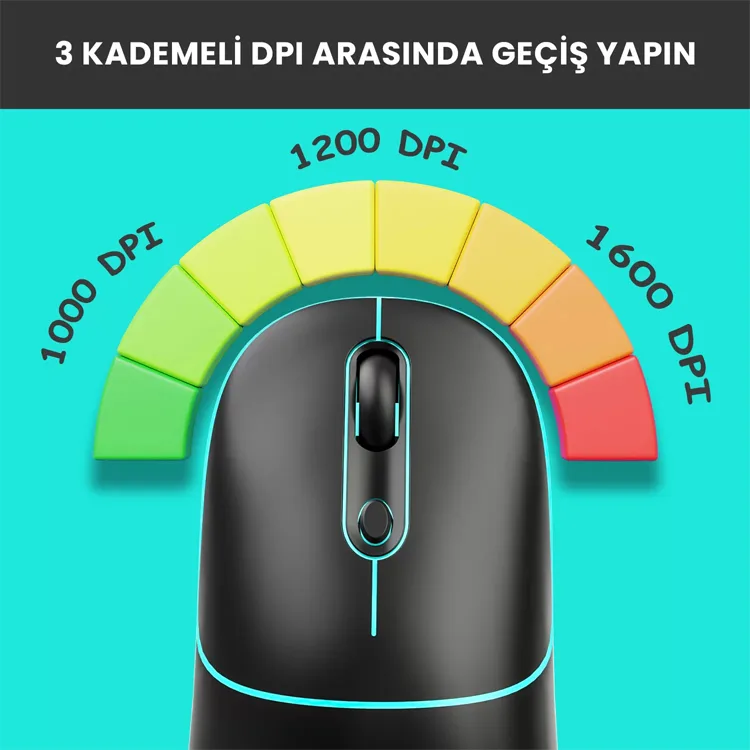 LENOVO LECOO WS210 1600 DPI 6 TUŞLU BLUETOOTH KABLOSUZ MOUSE SİYAH