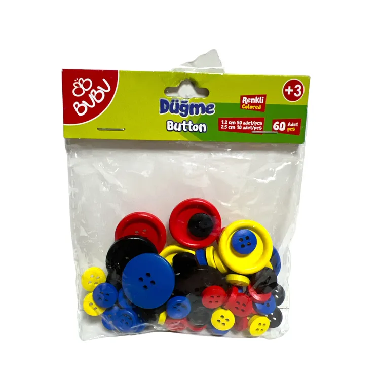 BU-BU 1.2cm - 2.5cm RENKLİ DÜĞME KARIŞIK POŞETLİ 60'LI BUBU-HS0007