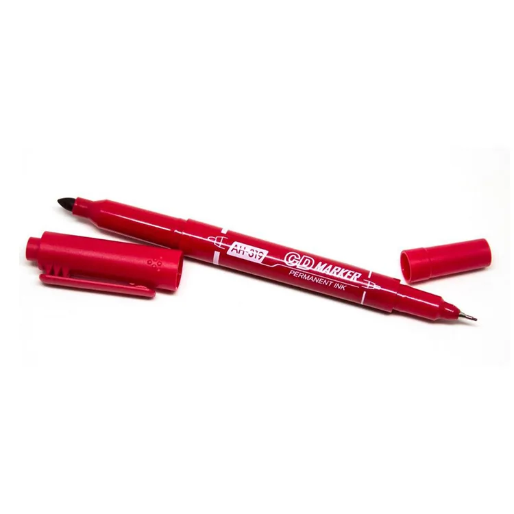 AIHAO AH-319 ASETAT/CD KALEMİ ÇİFT TARAFLI - KIRMIZI