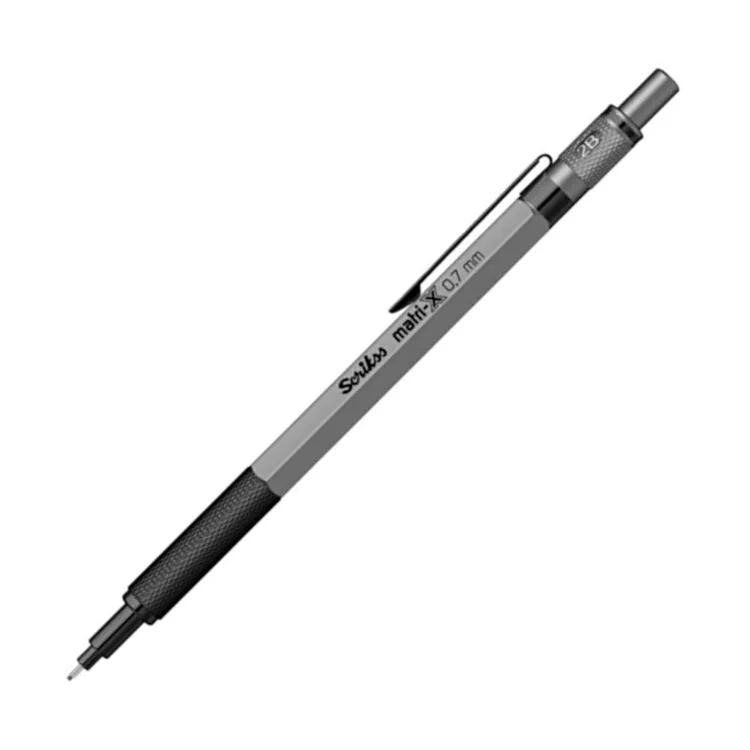 SCRIKSS MATRI-X VERSATİL KALEM 0.7 ŞEFFAF AMBALAJ KOYU GRİ
