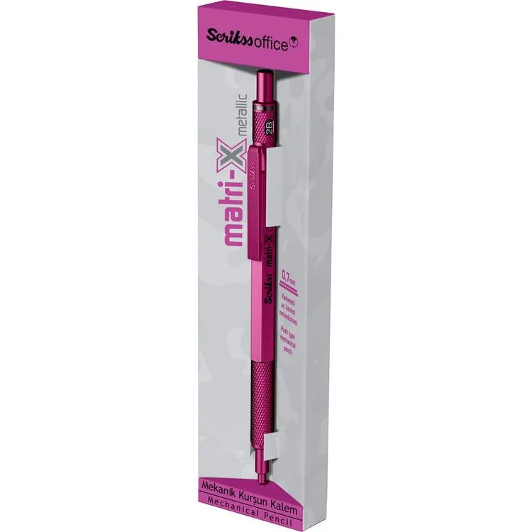 SCRIKSS MATRI-X VERSATİL KALEM 0.7 ŞEFFAF AMBALAJ METALİK PEMBE