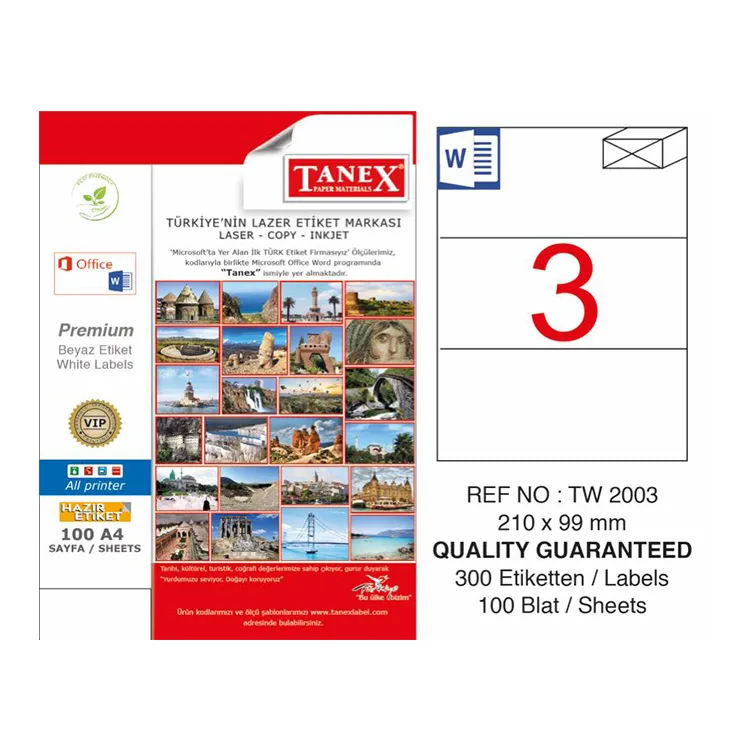 TANEX 210x99 mm LASER ETİKET A4 TW-2003