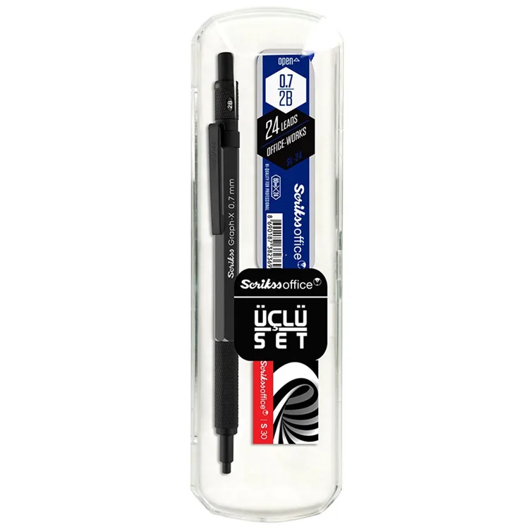 SCRIKSS GRAPH-X METAL 0.7MM VERSATİL KALEM 3'lü SET ANTRASİT