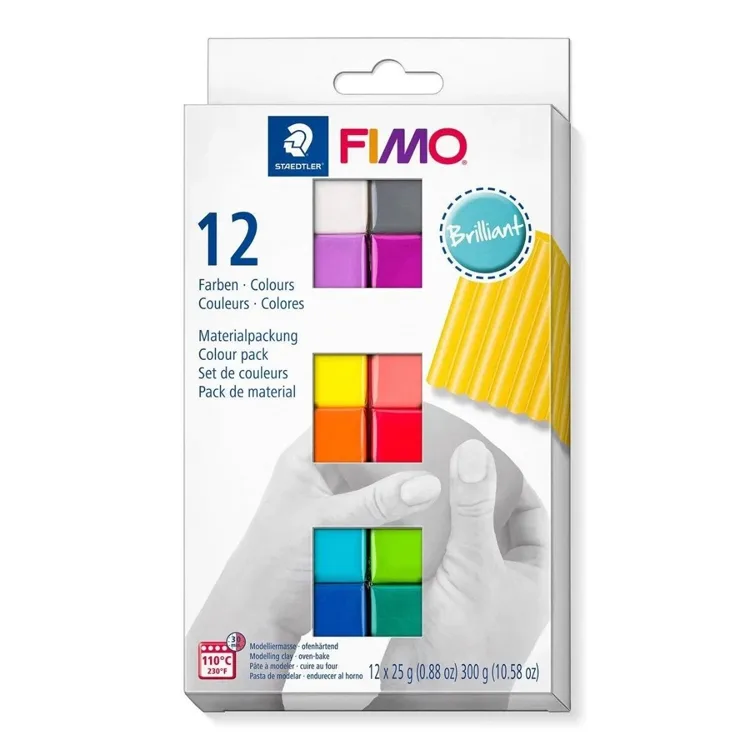FİMO MODELLEME KİL HAMURU SOFT BRILLIANT 12x25gr. (300g) 12 RENK