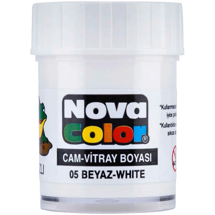 NOVA COLOR BEYAZ 30 CC ŞİŞE SU BAZLI CAM BOYASI