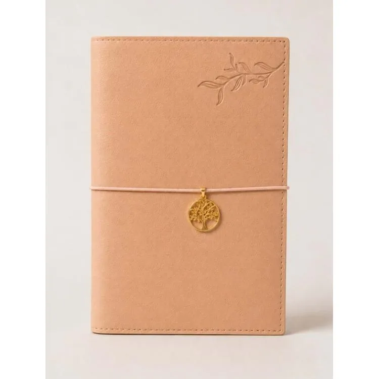 VICTORIA'S JOURNALS CHARM HAYAT AĞACI 126-2746 VEGAN DERİ KAPAK 13X18 cm 100 gr. 96 YP. KREM ÇİZGİLİ DEFTER PASTEL PEMBE