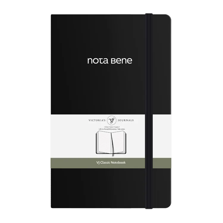 VICTORIA'S JOURNALS NOTE BENE 9219 CLASSIC NOTEBOOK SERT KAPAK 13x21cm 70gr.400 SYF. ÇİZGİLİ DEFTER SİYAH