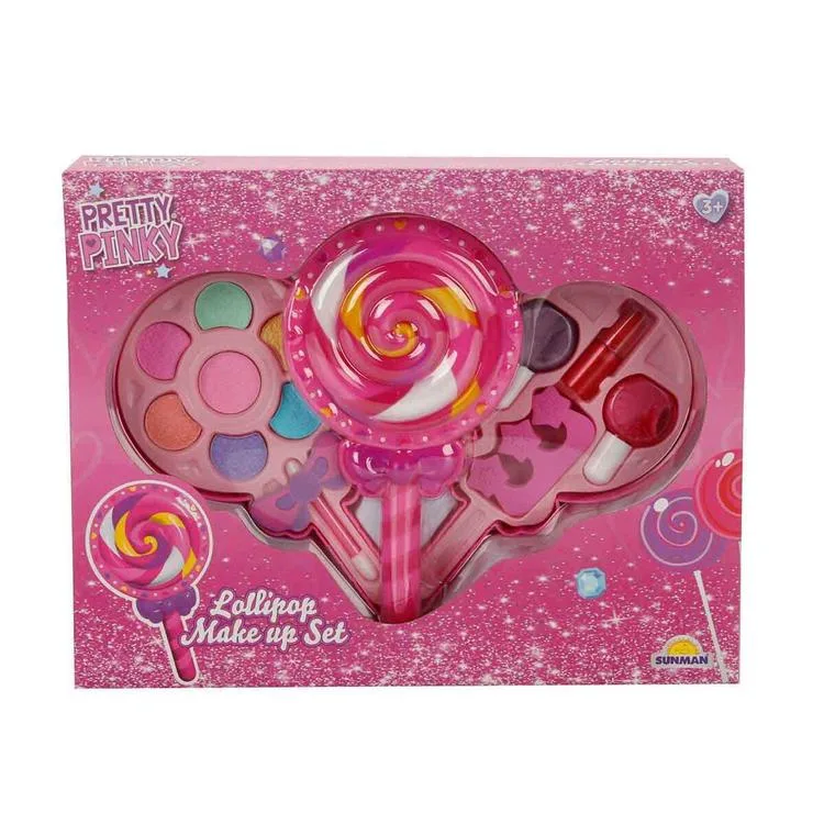 SUNMAN 10381 PRETTY PINKY LOLİPOP ŞEKİLLİ MAKYAJ GÜZELLİK SETİ 2 KATLI - 10214