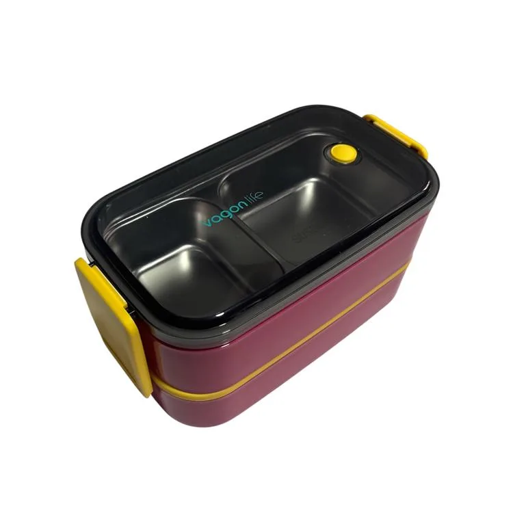 VAGONLİFE PASLANMAZ ÇELİK 3 BÖLMELİ YEMEK KABI 2 KATLI - LUNCH BOX BL50002-2 1400ML - BORDO