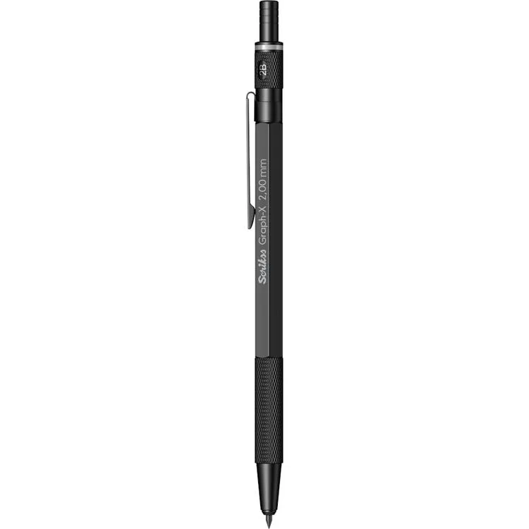 SCRIKSS GRAPH-X METAL 2.0MM VERSATİL KALEM ŞEFFAF KUTULU MAT SİYAH