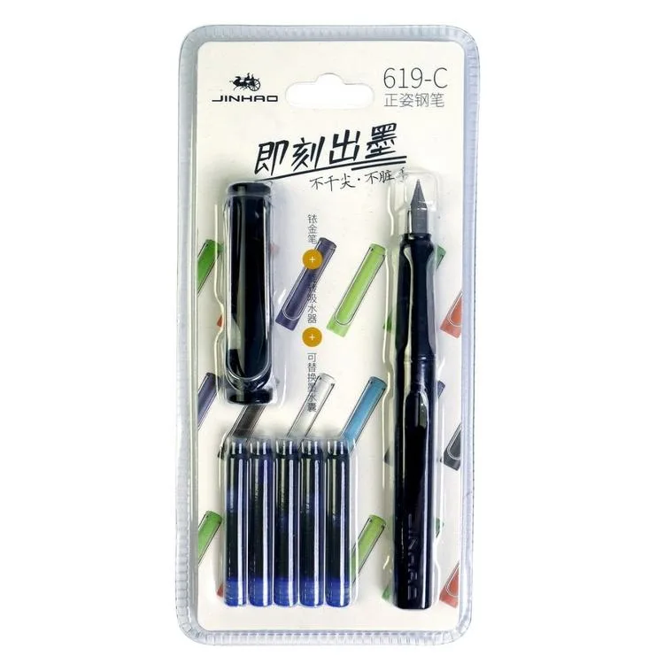 JINHAO 24-A 619 F UÇ DOLMA KALEM PLASTİK KARTELA 1 SET