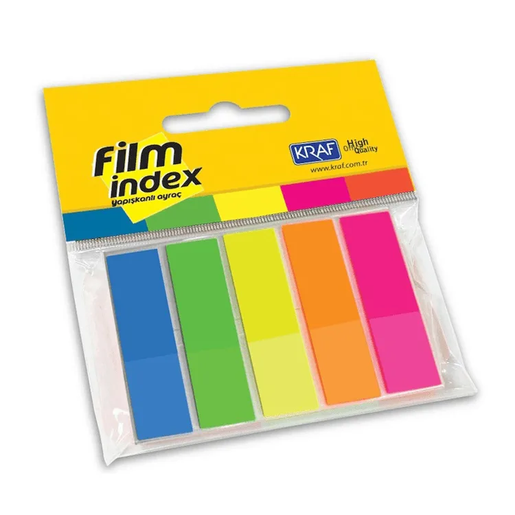 KRAF 1344 FILM INDEX YAPIŞKANLI AYRAÇ 12,5x43,7mm. 25 SAYFA 5 RENK
