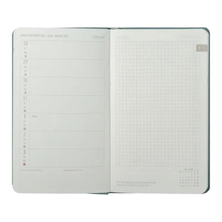 VICTORIA'S JOURNALS 226-4063 10x17 cm CANVAS 100 GR HAFTALIK AJANDA - BORDO