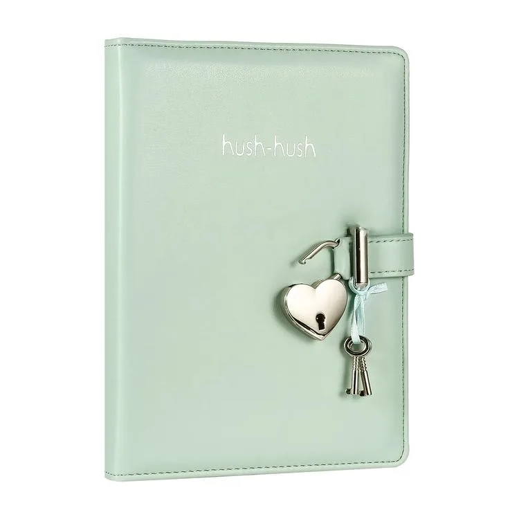 VICTORIA'S JOURNALS 124-1109 HUSH HUSH HEART PASTEL KUTULU KİLİTLİ 13x18cm 80gr.160YP.ÇİZGİLİ DEFTER PASTEL YEŞİL