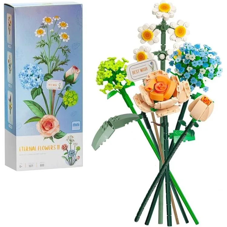 VAGONLIFE LOZ 1671 EBEDİ ÇİÇEKLER SERİSİ -PAPATYA GÜL ORTANCA 680 PARÇA BLOCK OYUNCAK 3+