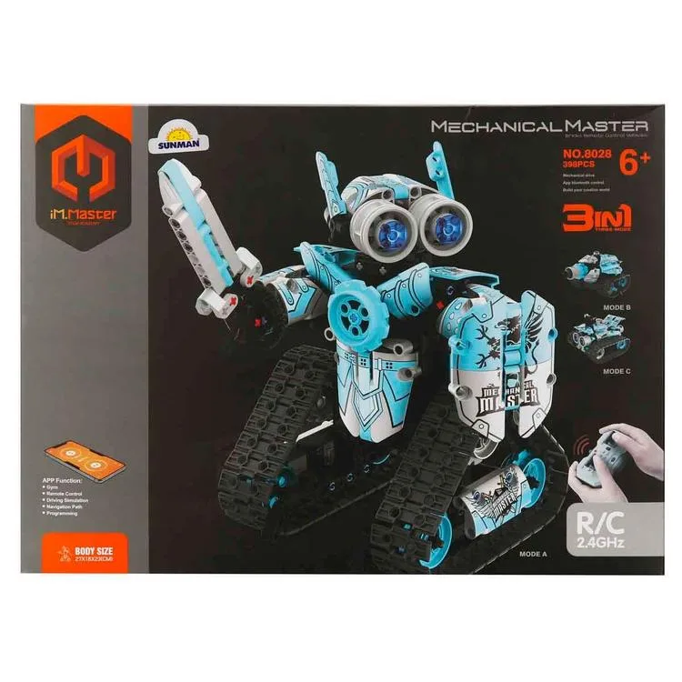 SUNMAN İM. MASTER NO.8028 UZAKTAN KUMANDALI R/C 2.4GHz ROBOT ARABA MAVİ 3IN1 LEGO YAPIM SETİ 398 PARÇA 6+