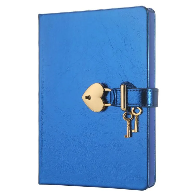 VICTORIA'S JOURNALS 4402 13x18cm 80gr.160YP. HUSH-HUSH KUTULU KİLİTLİ ÇİZGİSİZ DEFTER METALİK MAVİ