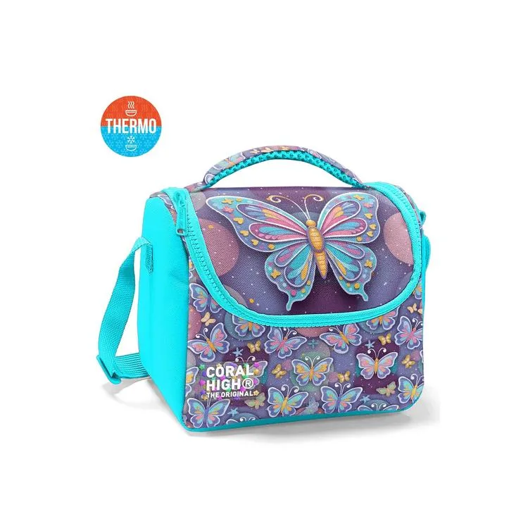 CORAL HIGH 37106 PASTEL RENKLİ KELEBEK DESENLİ THERMO BESLENME ÇANTASI