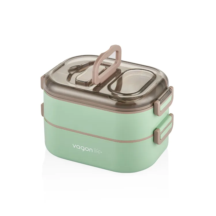 VAGONLİFE ÇELİK YEMEK KABI 2 KATLI 3 BÖLMELİ 1000 ML - LUNCH BOX VGN7081