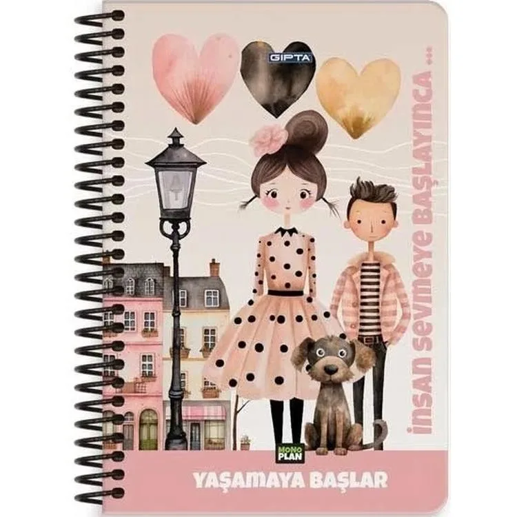 GIPTA 7329 MONO PLANLAYICI SPİRALLİ SERT KAPAK 17X24 96 YP. PLANNER DEFTER