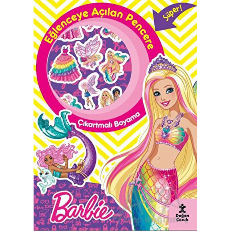 BARBIE EĞLENCEYE AÇILAN PENCERE ÇIKARTMALI BOYAMA KİTABI