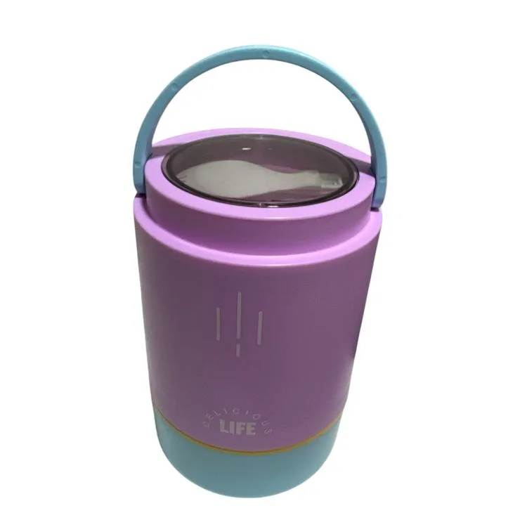 VAGONLİFE PASLANMAZ ÇELİK KULPLU TAŞINABİLİR 3 BÖLMELİ SİLİNDİR YEMEK KABI - LUNCH BOX VGN1266 900ML - MOR