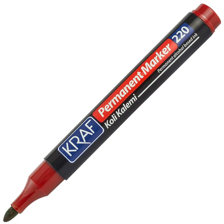 KRAF 220 PERMANENT MARKER YUVARLAK UÇ - KIRMIZI