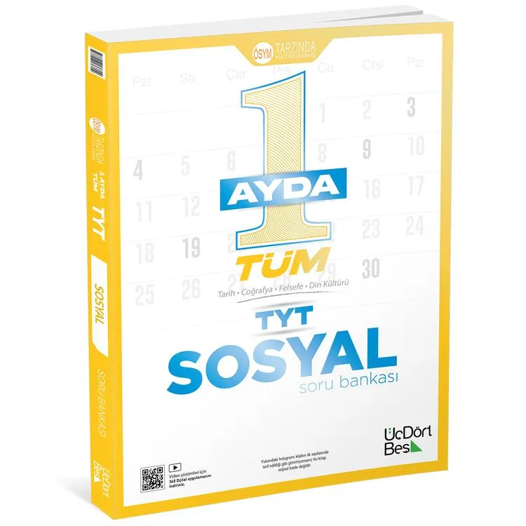 ÜÇDÖRTBEŞ 1 AYDA TÜM TYT SOSYAL SORU BANKASI