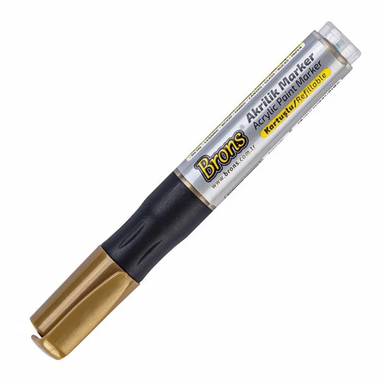 BRONS BR-4020 AKRİLİK MARKER KALEM YUVARLAK UÇ ALTIN