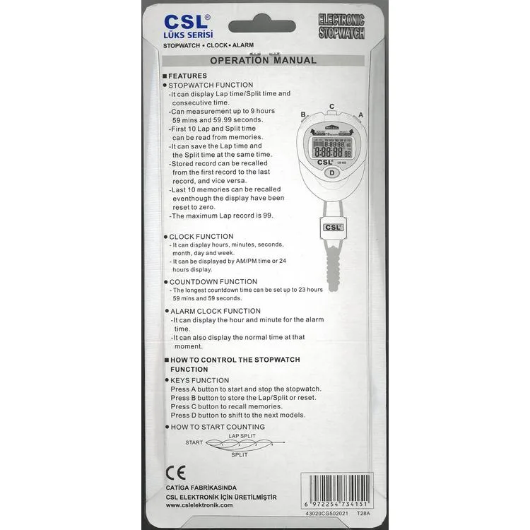 CSL CS-502 KRONOMETRE LÜKS SERİ TEKLİ KARTELA - SİYAH