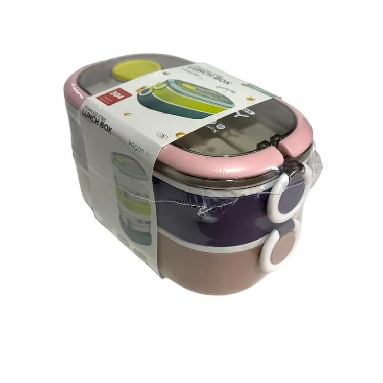 VAGONLİFE ÇELİK YEMEK KABI 2 KATLI LUNCH BOX 900ml - VGN6729 PEMBE-MOR