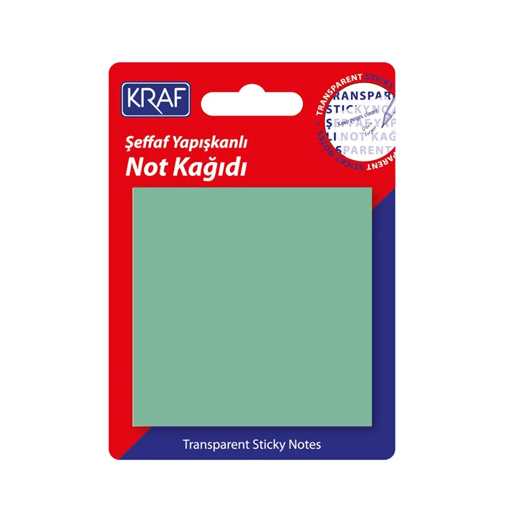 KRAF 7676TR YAPIŞKANLI NOT KAĞIDI 50yp.76x76mm. ŞEFFAF YEŞİL