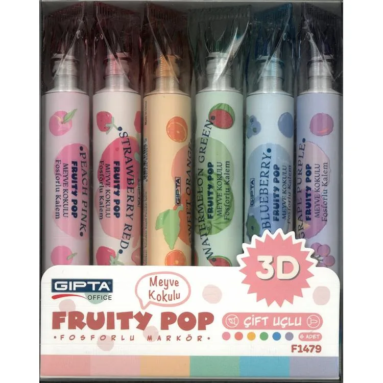 GIPTA F1479 FRUITY POP MEYVE KOKULU FOSFORLU KALEM 6' LI SET