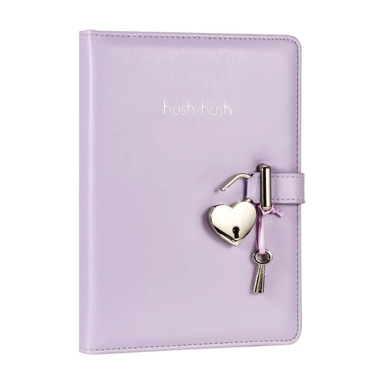 VICTORIA'S JOURNALS 124-1110 HUSH HUSH HEART PASTEL KUTULU KİLİTLİ 13x18cm 80gr.160YP.ÇİZGİLİ DEFTER PASTEL LİLA