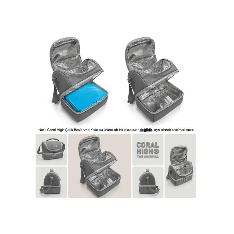 CORAL HIGH 37204 KIDS SİYAH RENKLİ PETEK DESENLİ THERMO İKİ KATLI BESLENME ÇANTASI