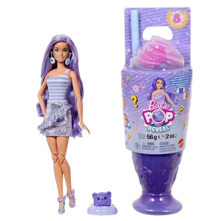 MATTEL JFY00/JFY60 BARBIE POP REVEAL ATIŞTIRMALIK SERİSİ BARBIE REVEAL BEBEKLER MOR 3+
