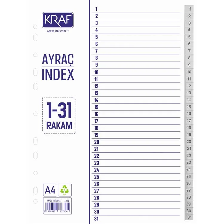 KRAF SEPARATÖR 1031 1-31 RAKAM
