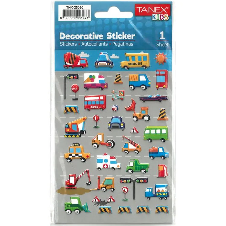 TANEX KIDS TNX-25030 DEKORATİF ETİKETLER - TRAFİK SERİSİ STICKER