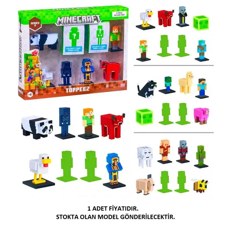 NECO MINECRAFT MC2270 TOPPEEZ 3D FİGÜR KALEM BAŞLIĞI S2 8 'Lİ SET 8+
